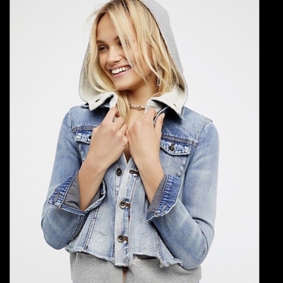 Free People Hooded Denim Jacket - Picture 3 of 5